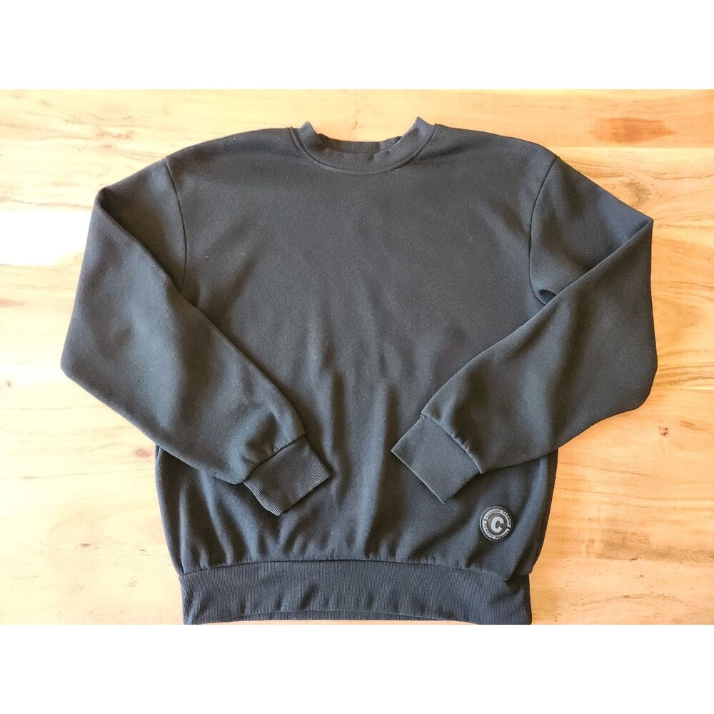 Carbon Black Logo Badge Sweatshirt Unisex Size Small Crewneck Pullover EUC